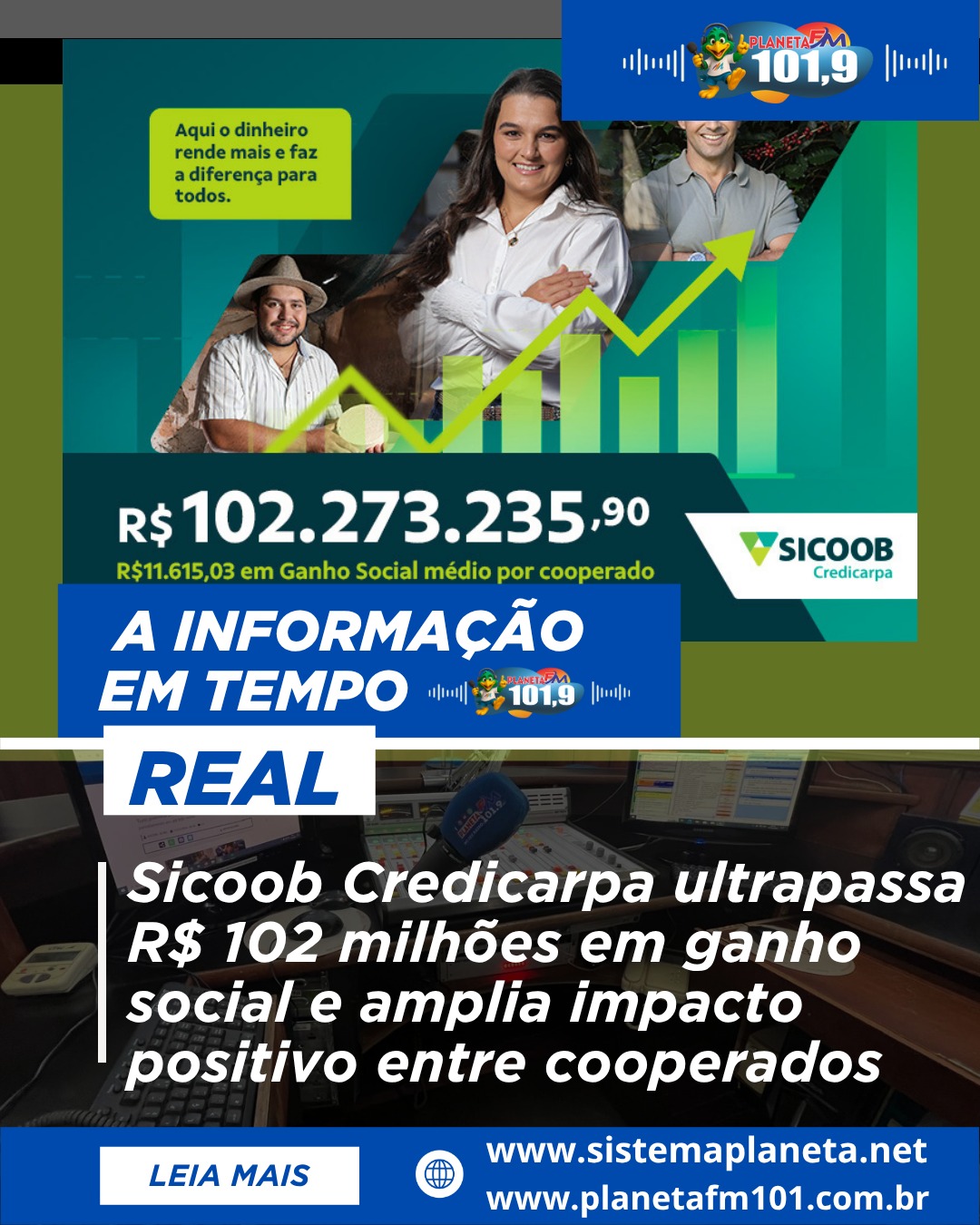 Sicoob Credicarpa ultrapassa R$ 102 milhões em ganho social e amplia impacto positivo entre cooperados