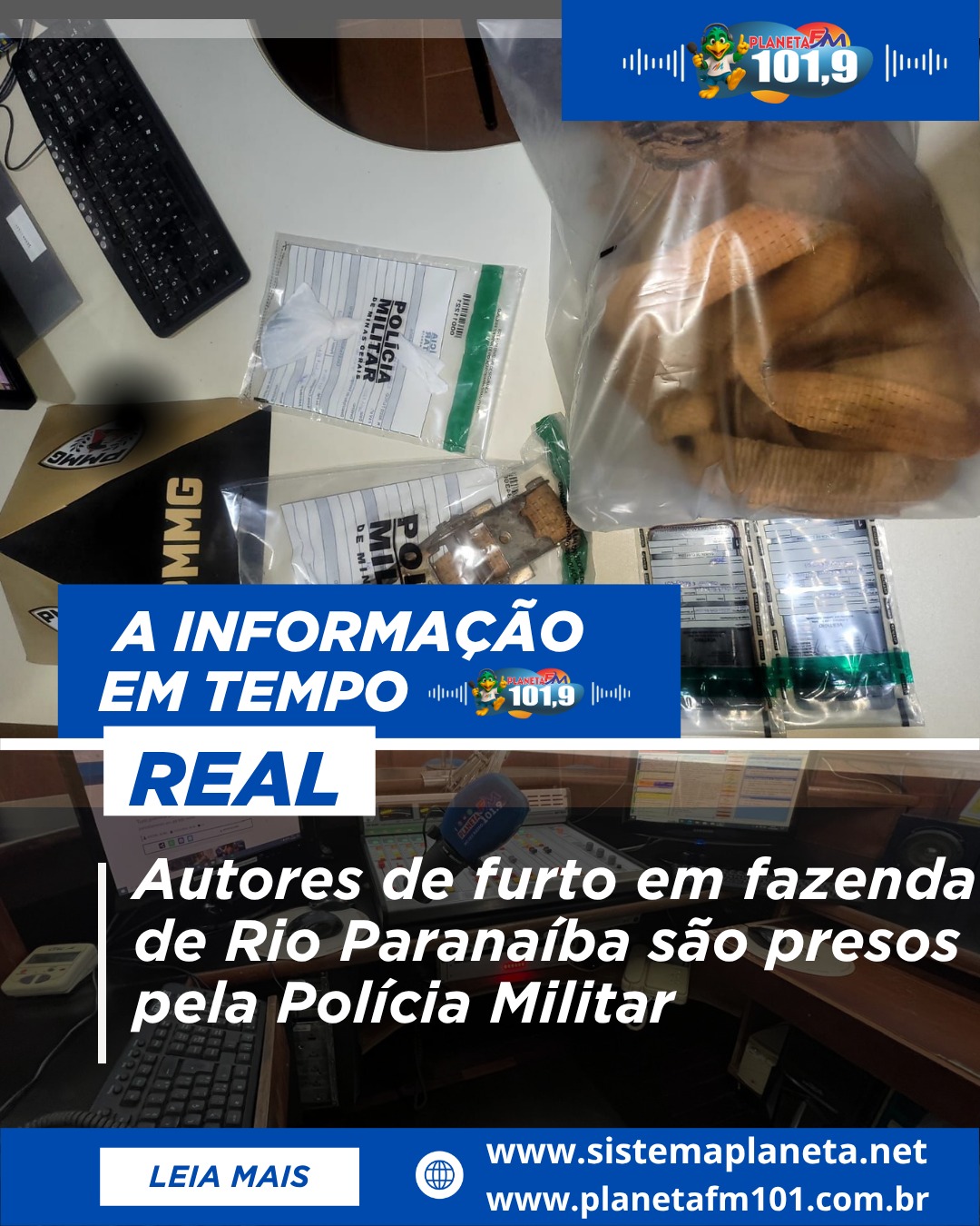 Autores de furto em fazenda de Rio Paranaíba são presos pela Polícia Militar