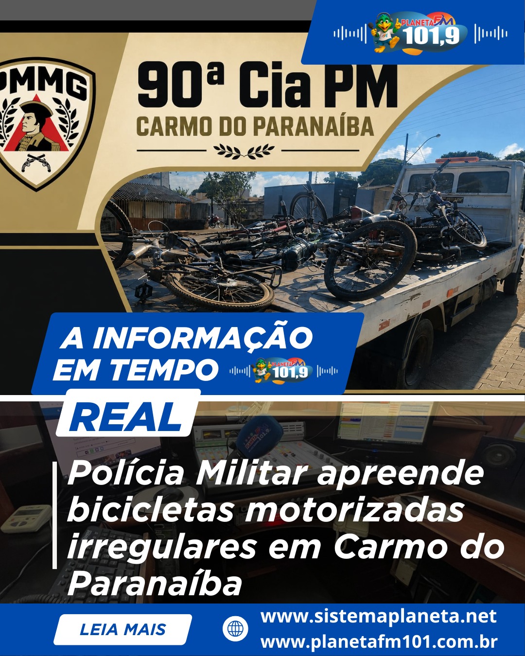 Polícia Militar apreende bicicletas motorizadas irregulares em Carmo do Paranaíba