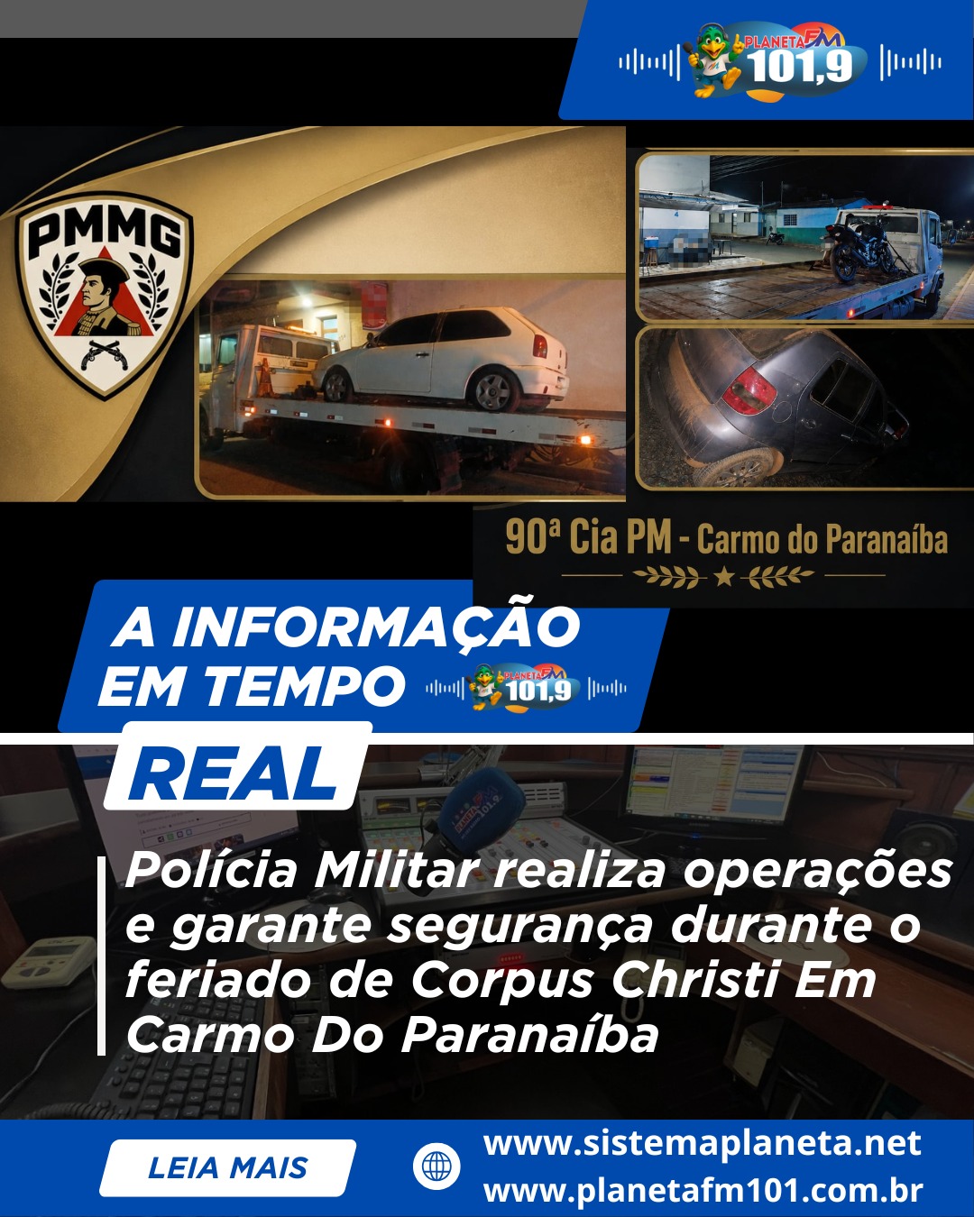 Polícia Militar realiza operações e garante segurança durante o feriado de Corpus Christi Em Carmo Do Paranaíba