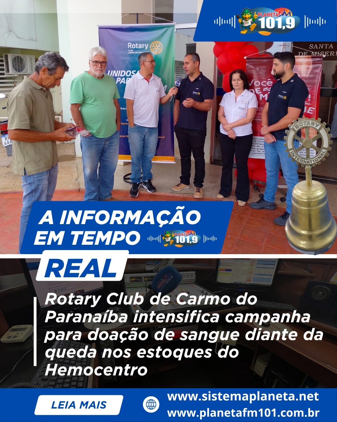 Rotary Club de Carmo do Paranaíba intensifica campanha para doação de sangue diante da queda nos estoques do Hemocentro