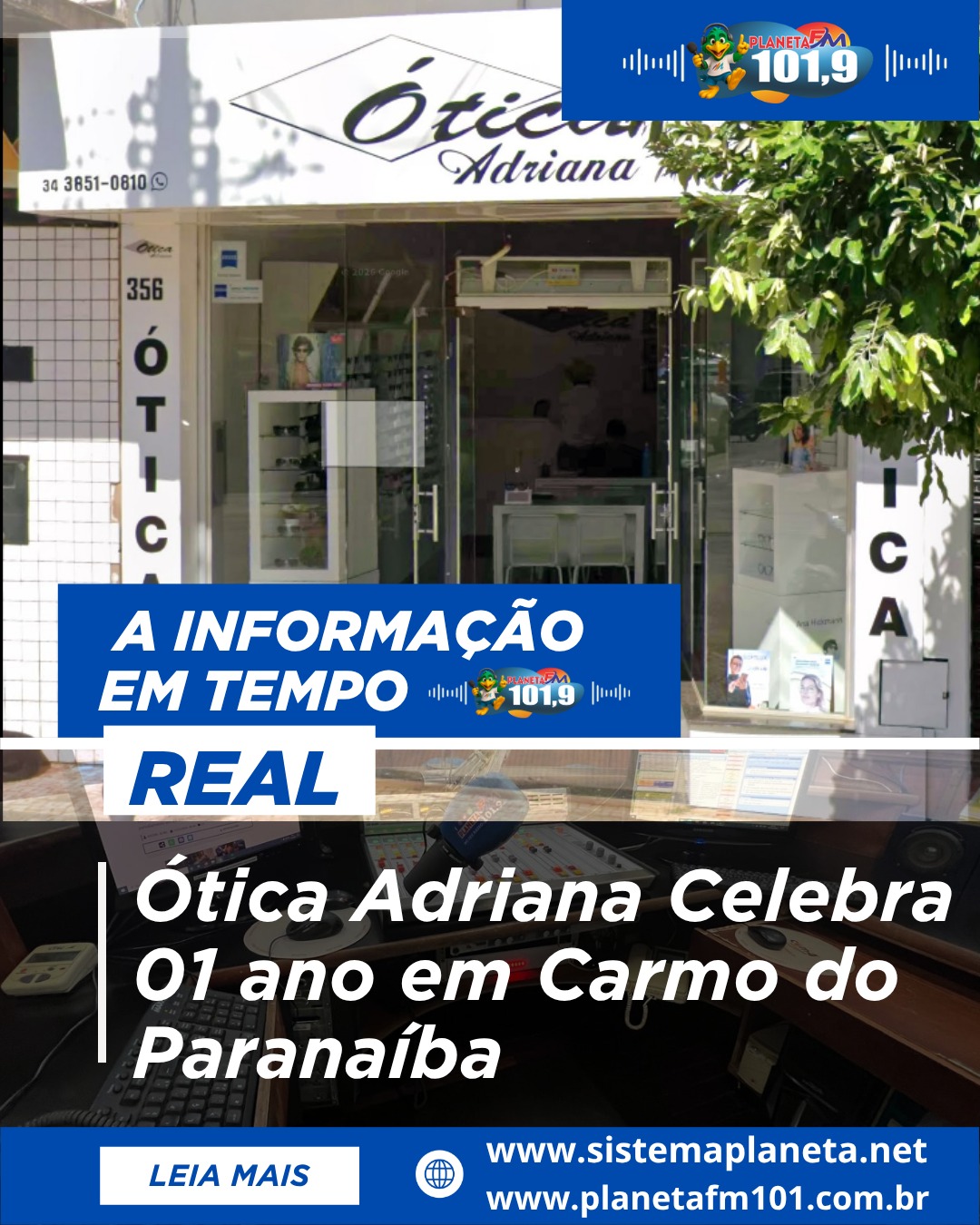Ótica Adriana Celebra 01 ano em Carmo do Paranaíba