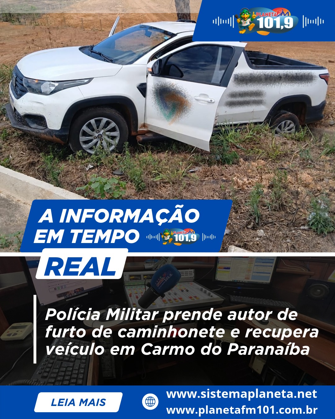 Polícia Militar prende autor de furto de caminhonete e recupera veículo em Carmo do Paranaíba