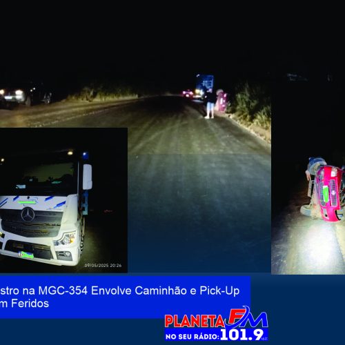 Sinistro na MGC-354 Envolve Caminhão e Pick-Up — Sem Feridos