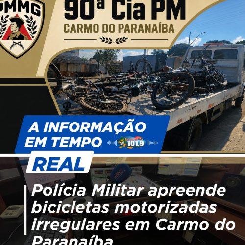 Polícia Militar apreende bicicletas motorizadas irregulares em Carmo do Paranaíba