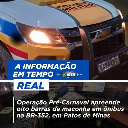 Operação Pré-Carnaval apreende oito barras de maconha em ônibus na BR-352, em Patos de Minas