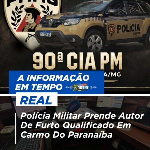 POLÍCIA MILITAR PRENDE AUTOR DE FURTO QUALIFICADO EM CARMO DO PARANAÍBA