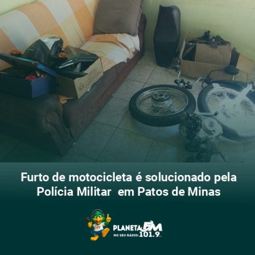 Furto de motocicleta é solucionado pela PolíciaMilitar em tempo recorde em Patos de Minas