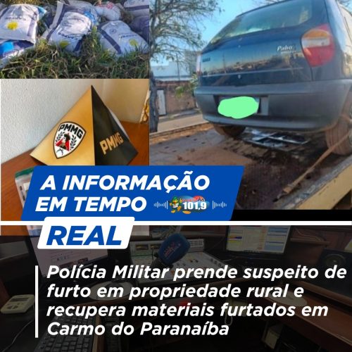 Polícia Militar prende suspeito de furto em propriedade rural e recupera materiais furtados em Carmo do Paranaíba