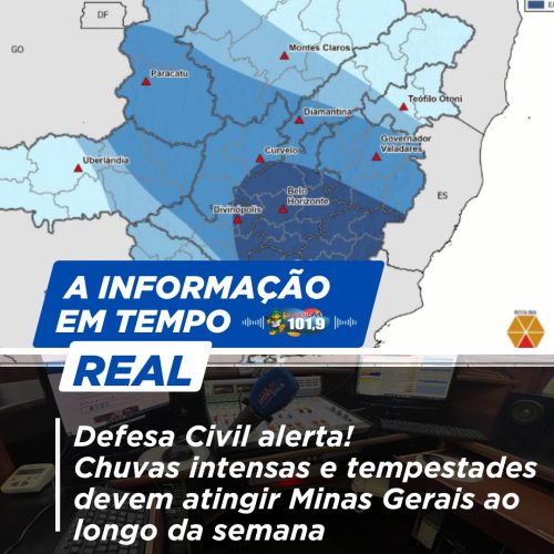 Defesa Civil alerta! Chuvas intensas e tempestades devem atingir Minas Gerais ao longo da semana