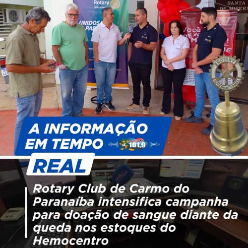 Rotary Club de Carmo do Paranaíba intensifica campanha para doação de sangue diante da queda nos estoques do Hemocentro