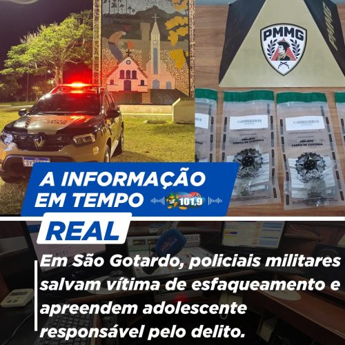 Em São Gotardo, policiais militares salvam vítima de esfaqueamento e apreendem adolescente responsável pelo delito.