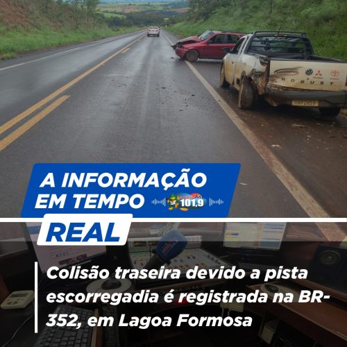 Colisão traseira devido a pista escorregadia é registrada na BR-352, em Lagoa Formosa